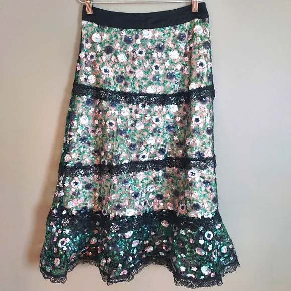 Nasty Gal Skirts Nasty Gal Sequin Lace Midi Skirt Size